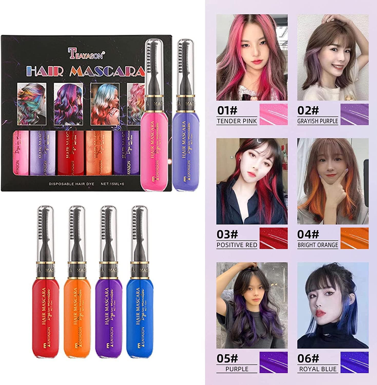 ヘアカラー剤 複数色セット 染毛剤 Amazon | ヘアカラー 染毛剤 6色セット 染髪剤 簡易髪染 一日だけの髪